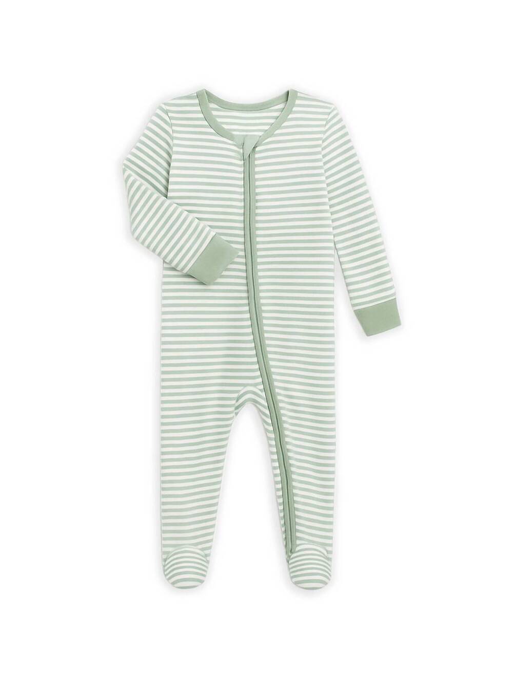 NEW COLORED ORGANICS girls peyton zipper sleeper footie in mint stripe